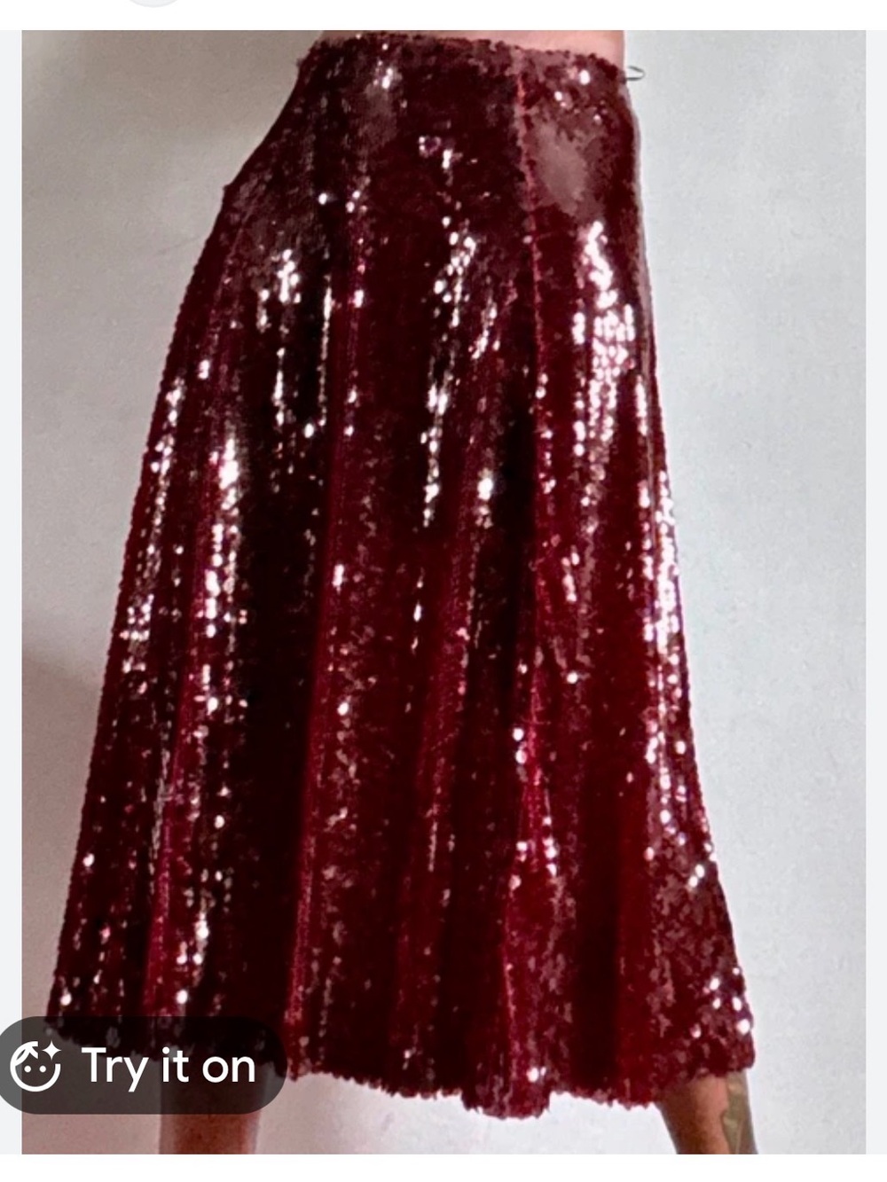 BNWT Zara Red Sequined Midi Skirt. Size XS